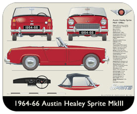 Austin Healey Sprite MkIII 1964-66 Place Mat, Small